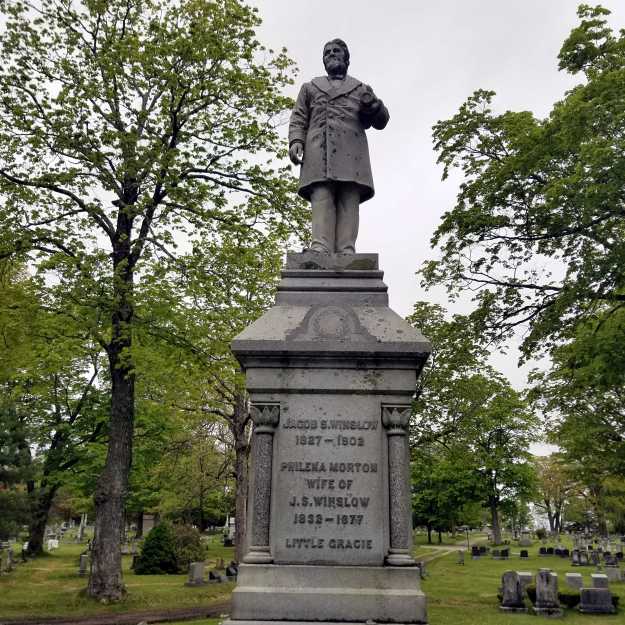 Jacob Winslow monument in Evergreen Cemetery.