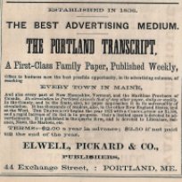 Portland Transcript advertisement from the 1873 Portland City Directory. Author's collection.