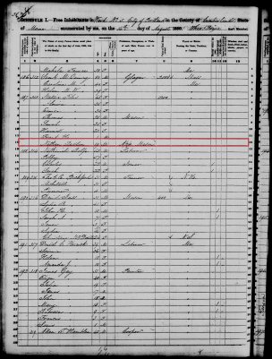 1850 Portland census taken on August 16. FamilySearch.org