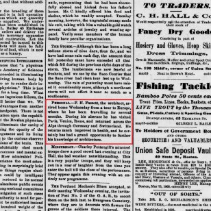 Note of Fassett's return from Europe. Portland Daily Press May 22, 1868. Library of Congress